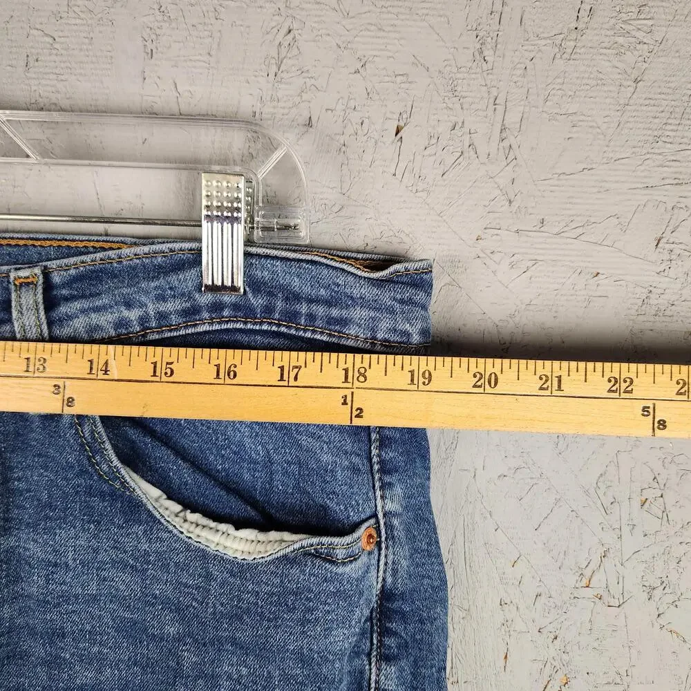 Levis 505 Jeans Mens 38x30 Blue Denim Straight Leg Regular Fit Stretch Mid Wash